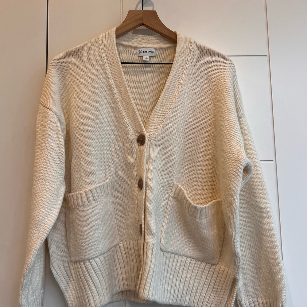 The Drop Cream Chunky Knit Cardigan Sweater